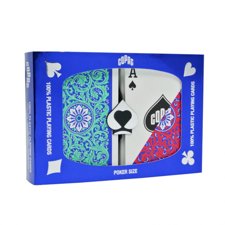 New - Copag Neoteric Plastic Playing Cards: Narrow, Super Index, Green/Red main image